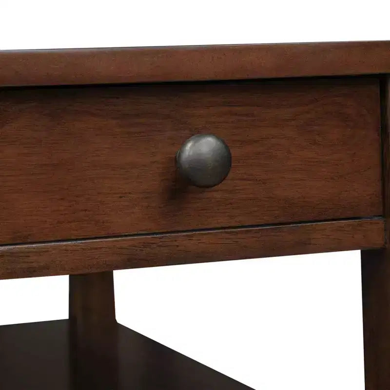 Mesa auxiliar de madera de 61 cm de alto, rectangular, color marrón, 1 pieza, de HomeStock