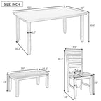 GDFStudio Mark Juego de comedor de madera maciza de 6 piezas con mesa y sillas
