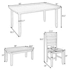 GDFStudio Mark Juego de comedor de madera maciza de 6 piezas con mesa y sillas