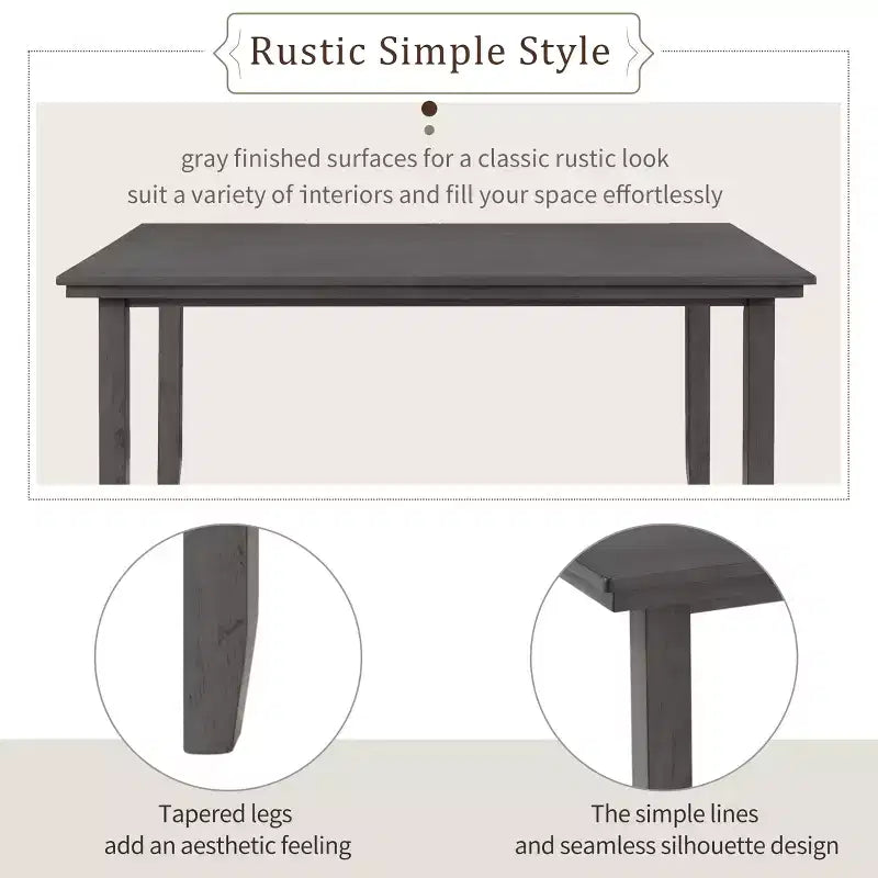 GDFStudio Mark Juego de comedor de madera maciza de 6 piezas con mesa y sillas
