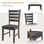 GDFStudio Mark Juego de comedor de madera maciza de 6 piezas con mesa y sillas