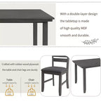 GDFStudio Mark Juego de comedor de madera maciza de 6 piezas con mesa y sillas