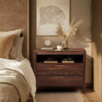 Mesitas de noche Karl Home de 2 cajones de MDF (tablero de fibra de densidad media) marrón de 75 cm de ancho