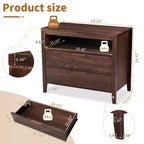 Mesitas de noche Karl Home de 2 cajones de MDF (tablero de fibra de densidad media) marrón de 75 cm de ancho