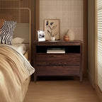 Mesitas de noche Karl Home de 2 cajones de MDF (tablero de fibra de densidad media) marrón de 75 cm de ancho