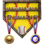 Estuche expositor para anillos de béisbol, soporte de madera para anillos de béisbol, soporte para anillos de campeonato de sóftbol, organizador de anillos de béisbol montado en la pared para recuerdos de medallas