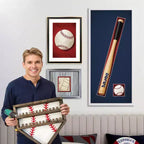 Estuche expositor para anillos de béisbol, soporte de madera para anillos de béisbol, soporte para anillos de campeonato de sóftbol, organizador de anillos de béisbol montado en la pared para recuerdos de medallas