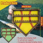 Estuche expositor para anillos de béisbol, soporte de madera para anillos de béisbol, soporte para anillos de campeonato de sóftbol, organizador de anillos de béisbol montado en la pared para recuerdos de medallas