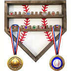 Estuche expositor para anillos de béisbol, soporte de madera para anillos de béisbol, soporte para anillos de campeonato de sóftbol, organizador de anillos de béisbol montado en la pared para recuerdos de medallas