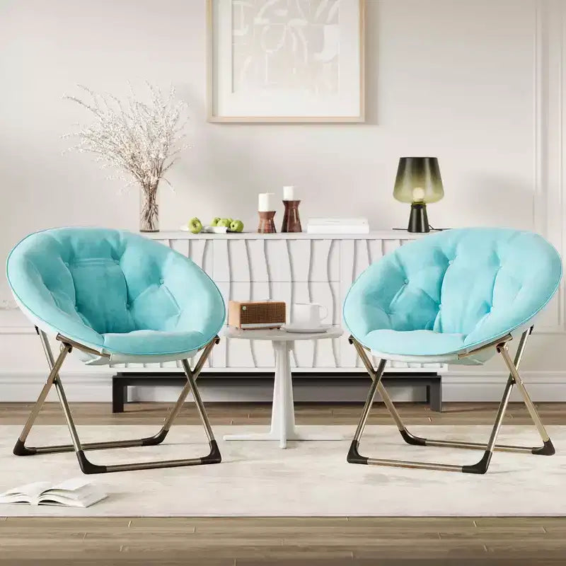 Sillones platillo cómodos, silla plegable para leer y relajarse, sillón acogedor de piel sintética para sala de estar con asiento grueso y acolchado, marco de metal, estilo moderno para el hogar