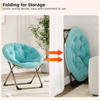 Sillones platillo cómodos, silla plegable para leer y relajarse, sillón acogedor de piel sintética para sala de estar con asiento grueso y acolchado, marco de metal, estilo moderno para el hogar