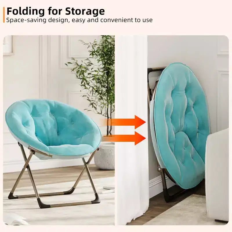 Sillones platillo cómodos, silla plegable para leer y relajarse, sillón acogedor de piel sintética para sala de estar con asiento grueso y acolchado, marco de metal, estilo moderno para el hogar
