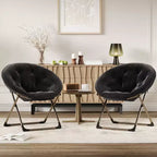 Sillones platillo cómodos, silla plegable para leer y relajarse, sillón acogedor de piel sintética para sala de estar con asiento grueso y acolchado, marco de metal, estilo moderno para el hogar
