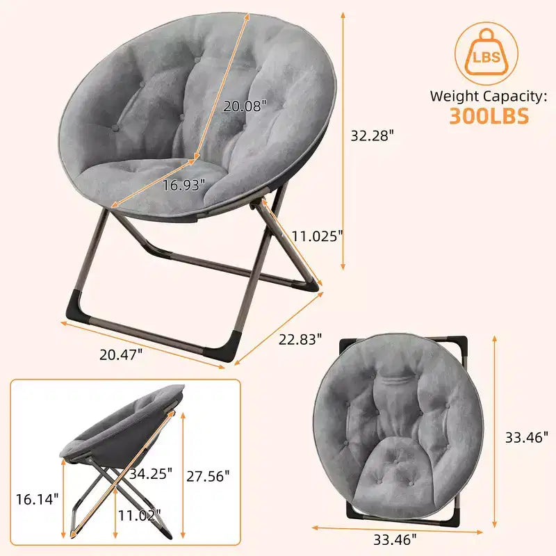 Sillones platillo cómodos, silla plegable para leer y relajarse, sillón acogedor de piel sintética para sala de estar con asiento grueso y acolchado, marco de metal, estilo moderno para el hogar