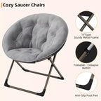 Sillones platillo cómodos, silla plegable para leer y relajarse, sillón acogedor de piel sintética para sala de estar con asiento grueso y acolchado, marco de metal, estilo moderno para el hogar