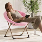 Sillones platillo cómodos, silla plegable para leer y relajarse, sillón acogedor de piel sintética para sala de estar con asiento grueso y acolchado, marco de metal, estilo moderno para el hogar