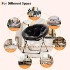 Sillones platillo cómodos, silla plegable para leer y relajarse, sillón acogedor de piel sintética para sala de estar con asiento grueso y acolchado, marco de metal, estilo moderno para el hogar