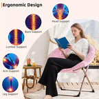 Sillones platillo cómodos, silla plegable para leer y relajarse, sillón acogedor de piel sintética para sala de estar con asiento grueso y acolchado, marco de metal, estilo moderno para el hogar