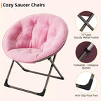 Sillones platillo cómodos, silla plegable para leer y relajarse, sillón acogedor de piel sintética para sala de estar con asiento grueso y acolchado, marco de metal, estilo moderno para el hogar