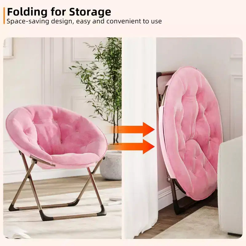 Sillones platillo cómodos, silla plegable para leer y relajarse, sillón acogedor de piel sintética para sala de estar con asiento grueso y acolchado, marco de metal, estilo moderno para el hogar