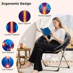Sillones platillo cómodos, silla plegable para leer y relajarse, sillón acogedor de piel sintética para sala de estar con asiento grueso y acolchado, marco de metal, estilo moderno para el hogar