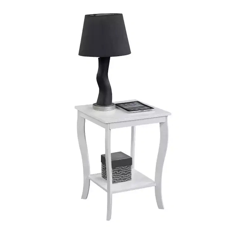 HomeStock Belmont Square End Table with Spacious Two Tier Shelves, Transitional Accent Table Perfect for Storage and Stylish Living Room Dcor