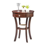 Mesa auxiliar Belmont de HomeStock con cajón y estante, mesa decorativa de madera maciza con patas curvas y almacenamiento oculto para la decoración de la sala de estar