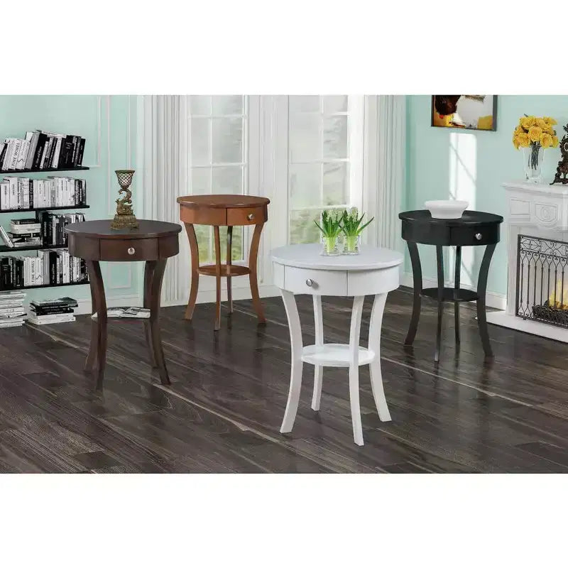 Mesa auxiliar Belmont de HomeStock con cajón y estante, mesa decorativa de madera maciza con patas curvas y almacenamiento oculto para la decoración de la sala de estar