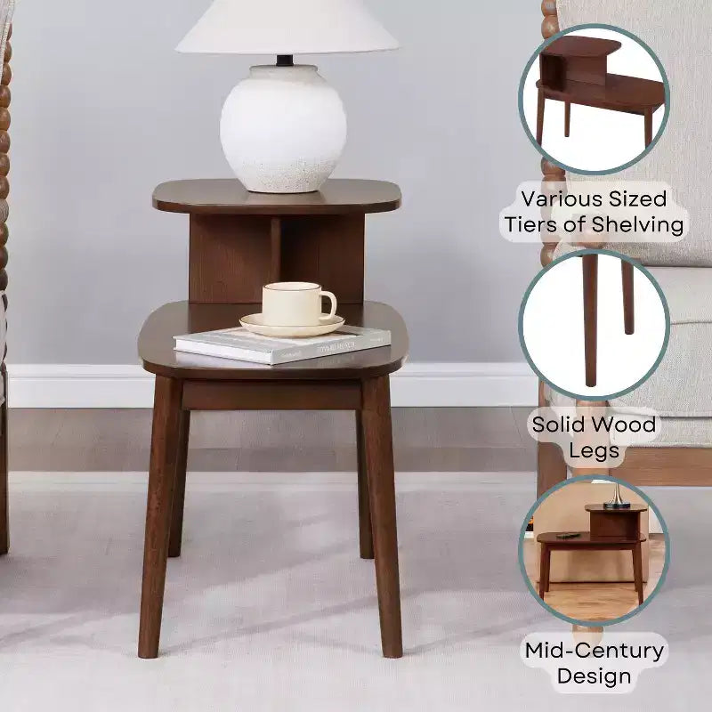 Mesita auxiliar HomeStock Belmont con cajón y estante deslizante, parte superior de imitación de mármol blanco con acabado negro, elegante mesa auxiliar decorativa para almacenamiento