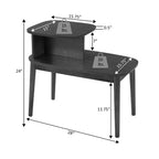 Mesita auxiliar HomeStock Belmont con cajón y estante deslizante, parte superior de imitación de mármol blanco con acabado negro, elegante mesa auxiliar decorativa para almacenamiento