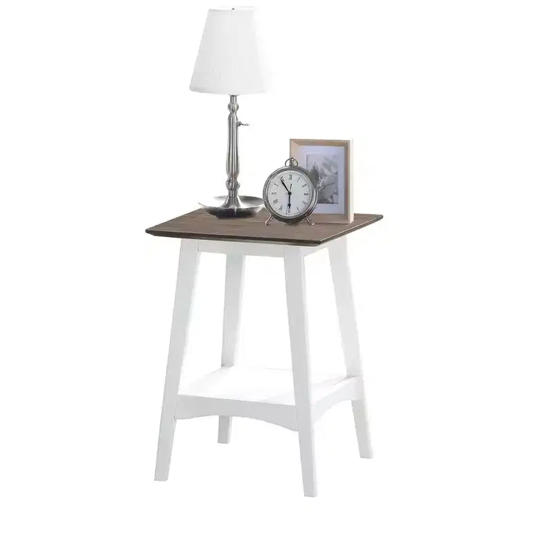 Mesita auxiliar HomeStock Belmont con diseño de estante abierto moderno de mediados de siglo, tapa de MDF chapado y patas de madera de caucho para sala de estar u oficina