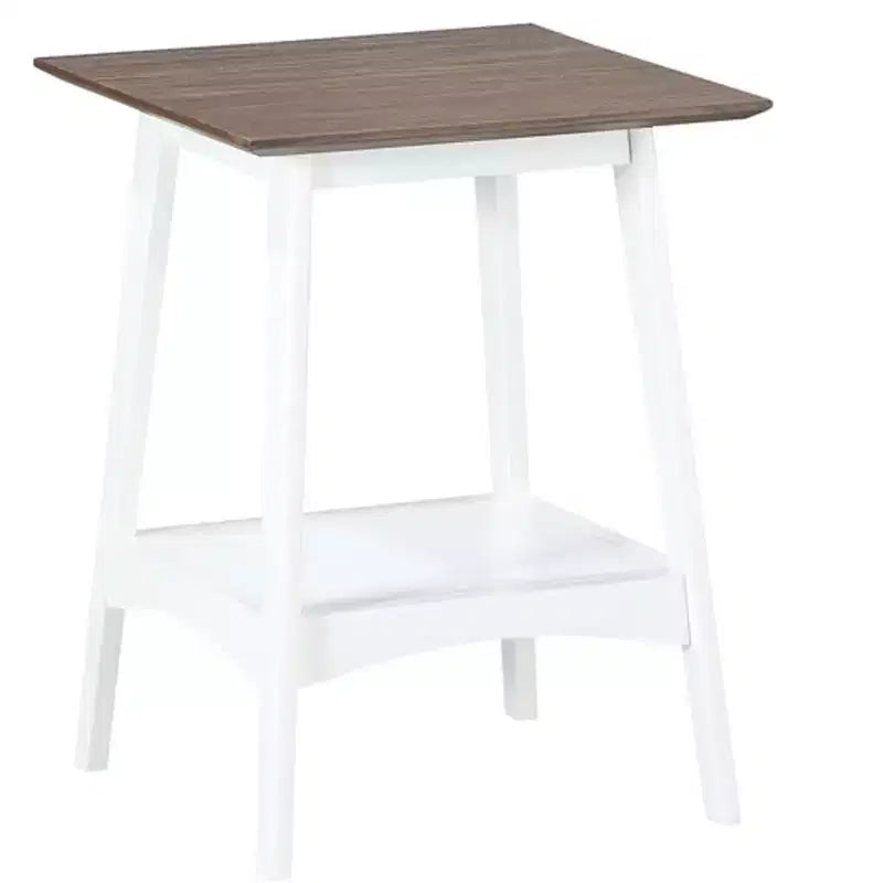 Mesita auxiliar HomeStock Belmont con diseño de estante abierto moderno de mediados de siglo, tapa de MDF chapado y patas de madera de caucho para sala de estar u oficina