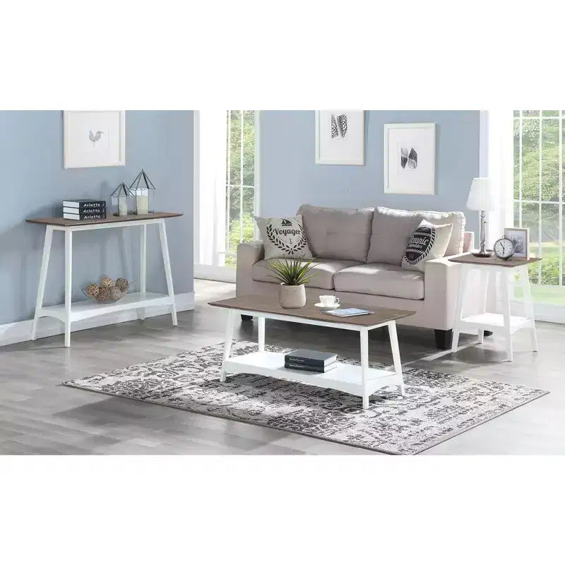 Mesita auxiliar HomeStock Belmont con diseño de estante abierto moderno de mediados de siglo, tapa de MDF chapado y patas de madera de caucho para sala de estar u oficina