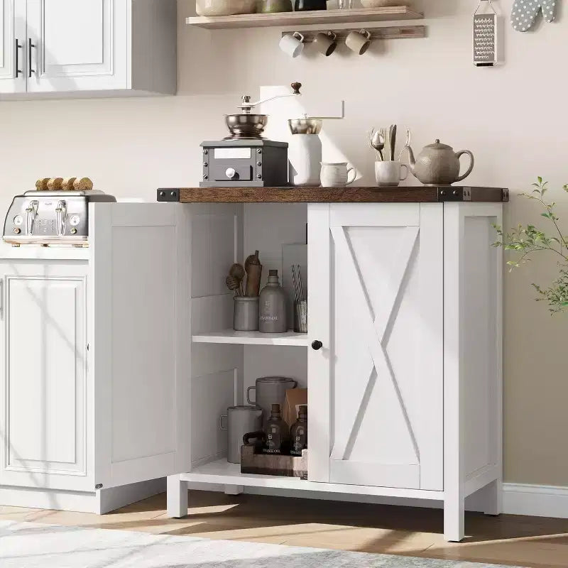 Aparador COZONY, mueble aparador de granja de 60" con 2 armarios y estante abierto, consola para sala de estar, comedor, pasillo
