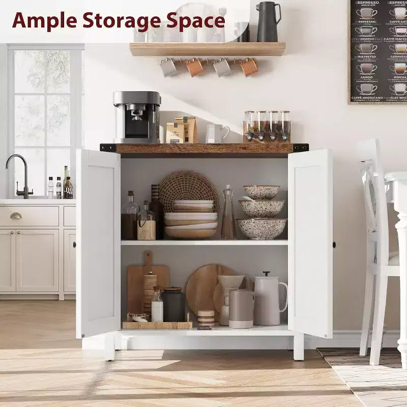 Aparador COZONY, mueble aparador de granja de 60" con 2 armarios y estante abierto, consola para sala de estar, comedor, pasillo