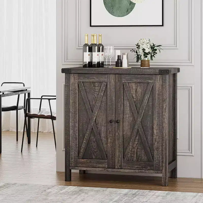 Aparador COZONY, mueble aparador de granja de 60" con 2 armarios y estante abierto, consola para sala de estar, comedor, pasillo