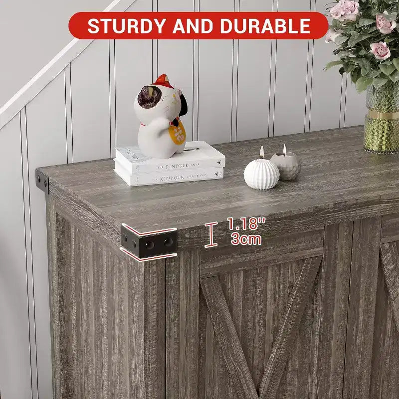 Aparador COZONY, mueble aparador de granja de 60" con 2 armarios y estante abierto, consola para sala de estar, comedor, pasillo