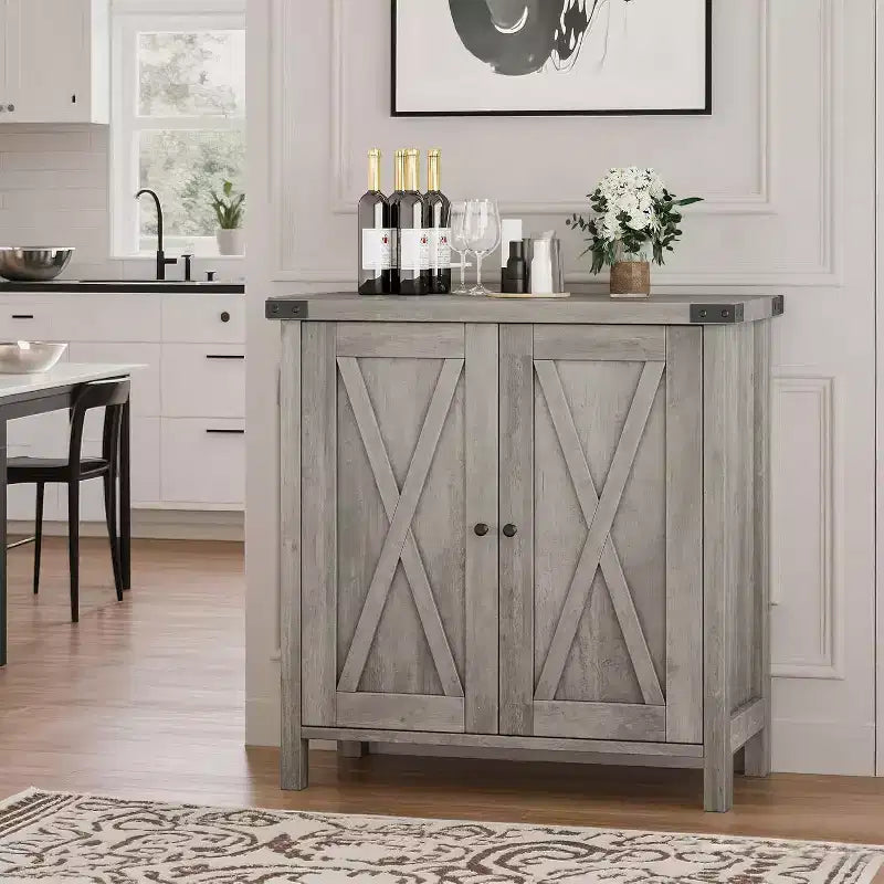Aparador COZONY, mueble aparador de granja de 60" con 2 armarios y estante abierto, consola para sala de estar, comedor, pasillo