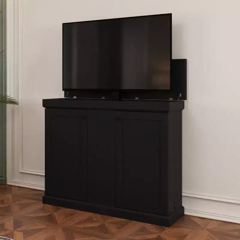 Estación de juegos Famapy Smart Lift, altura ajustable, control inteligente/orificios dobles para gestión de cables, ideal para pantallas de 50 pulgadas en salas de juegos/entretenimiento en el hogar