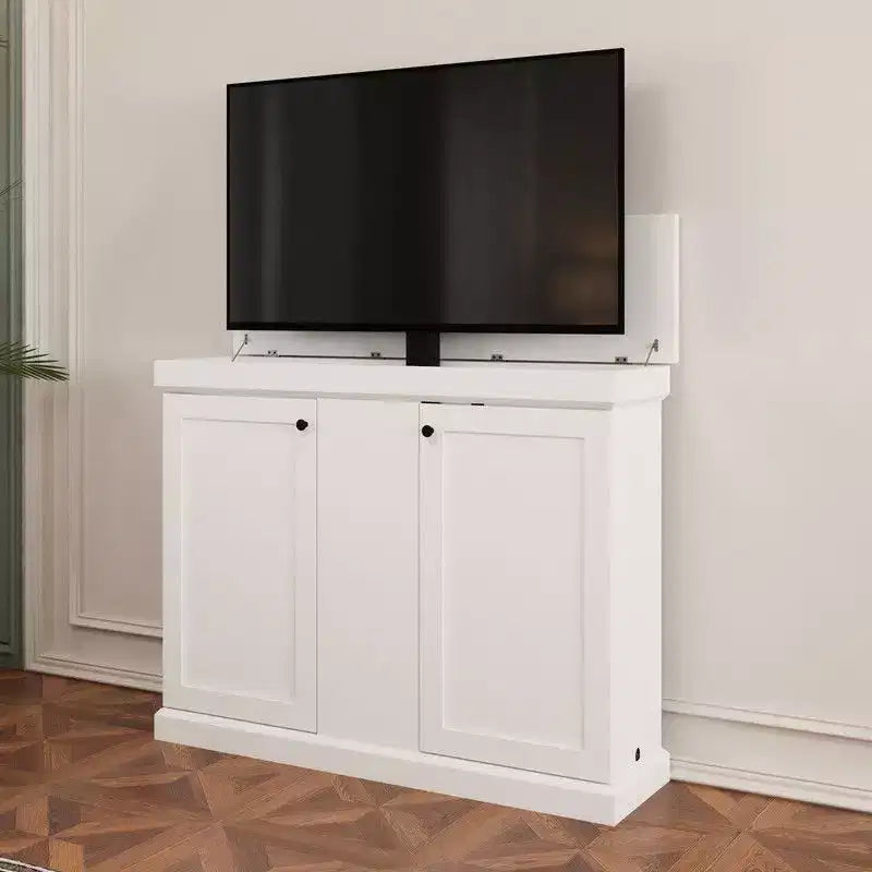 Estación de juegos Famapy Smart Lift, altura ajustable, control inteligente/orificios dobles para gestión de cables, ideal para pantallas de 50 pulgadas en salas de juegos/entretenimiento en el hogar