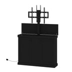 Estación de juegos Famapy Smart Lift, altura ajustable, control inteligente/orificios dobles para gestión de cables, ideal para pantallas de 50 pulgadas en salas de juegos/entretenimiento en el hogar
