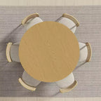 PexFix 52 Mesa de comedor redonda de madera maciza Mesa de cocina para 4-6 personas con tablero y base cónica texturizada para sala de estar/comedor, café, oficina, natural