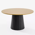 PexFix 52 Mesa de comedor redonda de madera maciza Mesa de cocina para 4-6 personas con tablero y base cónica texturizada para sala de estar/comedor, café, oficina, natural