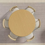 PexFix 52 Mesa de comedor redonda de madera, mesa de cocina para 4-6 personas con tablero de borde en forma de arco y base cónica texturizada para sala de estar/comedor, café, oficina, natural
