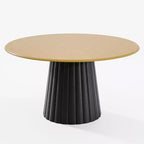 PexFix 52 Mesa de comedor redonda de madera, mesa de cocina para 4-6 personas con tablero de borde en forma de arco y base cónica texturizada para sala de estar/comedor, café, oficina, natural