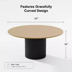 PexFix 60 Mesa de comedor redonda de madera maciza Mesa de cocina para 6-8 personas con tablero y patas cilíndricas cóncavas para sala de estar/comedor, cafetería, oficina, natural