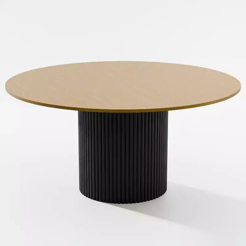 PexFix 60 Mesa de comedor redonda de madera maciza Mesa de cocina para 6-8 personas con tablero y patas cilíndricas cóncavas para sala de estar/comedor, cafetería, oficina, natural