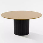PexFix 60 Mesa de comedor redonda de madera maciza Mesa de cocina para 6-8 personas con tablero y patas cilíndricas cóncavas para sala de estar/comedor, cafetería, oficina, natural