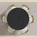 PexFix Mesa de Comedor Redonda de Madera Maciza de 52 pulgadas, Mesa de Cocina para 4-6 Personas con Encimera y Base Cilíndrica Texturizada para Sala de Estar/Comedor, Oficina, Café, Negra