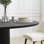 PexFix Mesa de Comedor Redonda de Madera Maciza de 52 pulgadas, Mesa de Cocina para 4-6 Personas con Encimera y Base Cilíndrica Texturizada para Sala de Estar/Comedor, Oficina, Café, Negra